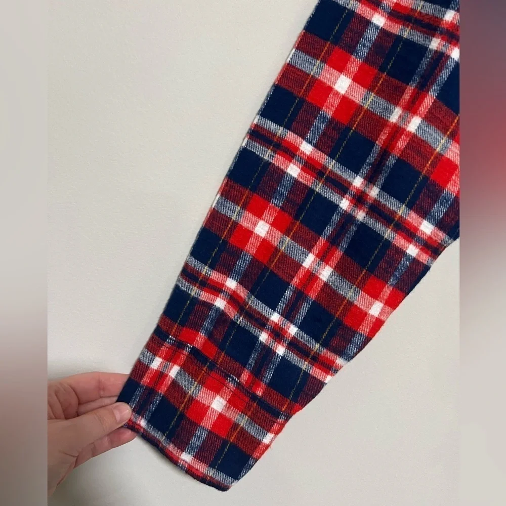 J. Crew Garçon Red Plaid Flannel Button Down Top Size 6 Preppy Holiday Cabin